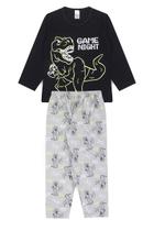 Pijama Infantil Masculino Inverno Game Night - Hey Kids Preto