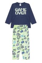 Pijama Infantil Masculino Inverno Game Over - Hey Kids Azul Pijama Infantil Masculino Inverno Game Over - Hey Kids Azul