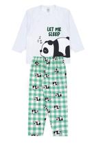 Pijama Infantil Masculino Inverno Let Me Sleep - Hey Kids Branco