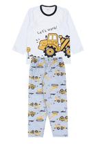 Pijama Infantil Masculino Inverno Let's Work - Hey Kids Branco Pijama Infantil Masculino Inverno Let's Work - Hey Kids Branco