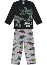 Pijama Infantil Masculino Inverno Preto Jungle King Brilha no Escuro - Kyly