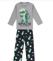 Pijama Infantil Masculino Inverno Space Explorer Brilha no Escuro Kyly