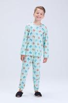 Pijama Infantil Masculino Inverno Sublimado Verde Urso