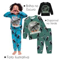 Pijama Infantil Masculino Longo em Meia Malha Brilha no Escuro Dino Kyly