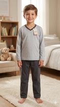 Pijama Infantil Masculino Lupo 100% Algodão Original Conforto Tamanho:4Cor:Cinza