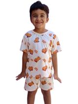 Pijama Infantil Masculino Manga Curta Estampa Capivara