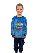 Pijama infantil masculino menino inverno fleece soft plush longo