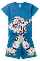 Pijama Infantil Masculino Verão Astronaut - Hey Kids - Azul Claro