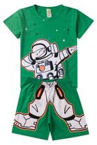 Pijama Infantil Masculino Verão Astronaut - Hey Kids - Verde Pijama Infantil Masculino Verão Astronaut - Hey Kids - Verde