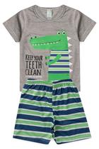 Pijama Infantil Masculino Verão Dinossauro - Hey Kids Mescla