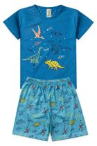 Pijama Infantil Masculino Verão Dinossauros - Hey Kids - Azul Claro