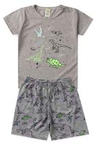 Pijama Infantil Masculino Verão Dinossauros - Hey Kids - Mescla Pijama Infantil Masculino Verão Dinossauros - Hey Kids - Mescla