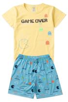 Pijama Infantil Masculino Verão Game Over - Hey Kids - Amarelo
