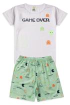 Pijama Infantil Masculino Verão Game Over - Hey Kids - Branco