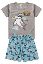 Pijama Infantil Masculino Verão Shark Attack - Hey Kids - Mescla Pijama Infantil Masculino Verão Shark Attack - Hey Kids - Mescla