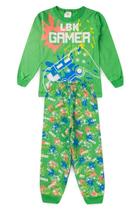 Pijama Infantil Meia Estação Menino - Gamer - Verde