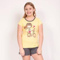 Pijama Infantil Meia Manga e Shorts Feminino