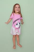 Pijama Infantil Menina Algodão Rosa Off