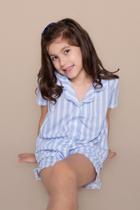 Pijama Infantil Menina Americano Listra Azul
