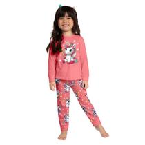 Pijama Infantil Menina Blusa e Calça em Moletom Peluciado Confortável Moderno Kyly 1000864