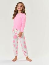 Pijama Infantil Menina Blusa Manga Longa E Calça Corações Rosa Mundo Cinti