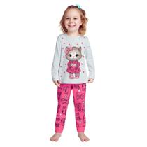 Pijama Infantil Menina Blusa Manga Longa e Calça Meia Malha Confortável Moderno Kyly 1000867