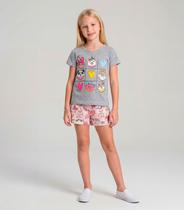 Pijama Infantil Menina Brilha no Escuro Kappes Cinza