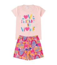 Pijama Infantil Menina Brilha no Escuro Kappes Rosa