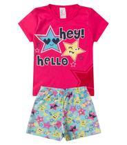 Pijama Infantil Menina Brilha no Escuro Kappes Rosa