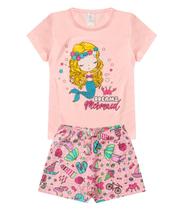 Pijama Infantil Menina Brilha no Escuro Kappes Rosa