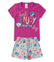 Pijama Infantil Menina Brilha no Escuro Kappes Rosa