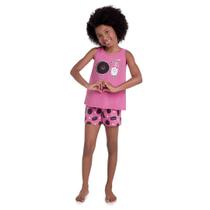 Pijama Infantil Menina Brilha No Escuro Regata e Short 2 Peças Tam 4 a 14 - Kyly