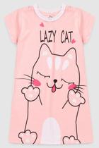 Pijama Infantil Menina Camisola Lazy Cat Pijama Infantil Menina Camisola Lazy Cat