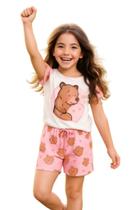 Pijama Infantil Menina Capivara e Xuxinha Cabelo