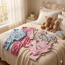 Pijama Infantil Menina com Manga Longa 100% Algodão - Conforto e Estilo para Dormir Bem