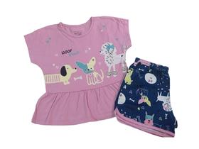 Pijama Infantil Menina Comfy Love Brilha Escuro Rosa Elian