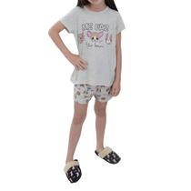 Pijama Infantil Menina Danka Curto Cinza Mescla - 0110028