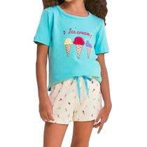 Pijama Infantil Menina Danka Sorvete Azul Turquesa - 0110182 Pijama Infantil Menina Danka Sorvete Azul Turquesa - 0110182