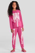 Pijama infantil menina de esqueleto brilha no escuro Brandili 10
