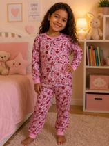 Pijama Infantil Menina Inverno em Malha Estampa Gatinho Pijama Feminino Roupa de Dormir Blusa Manga Longa e Calça com Punhos em Ribana Pijama Infantil Menina Inverno em Malha Estampa Gatinho Pijama Feminino Roupa de Dormir Blusa Manga Longa e Calça com Punhos em Ribana