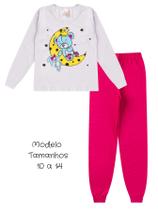 Pijama Infantil Menina Inverno em Meia Malha Blusa Manga Longa e Calça Roupa de Dormir