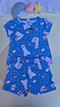 Pijama Infantil Menina Lhama Brilha No Escuro Fakini Cor:AzulTamanho:4 Pijama Infantil Menina Lhama Brilha No Escuro Fakini Cor:AzulTamanho:4
