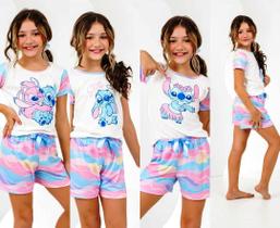 Pijama Infantil Menina Lilo Stitch Rosa + Xuxinha Cabelo