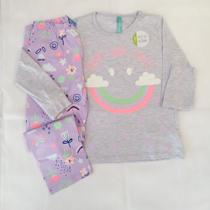 Pijama Infantil Menina Longo Meia Malha Que Brilha no Escuro da Malwee Kids