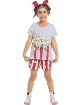 Pijama Infantil Menina Manga Curta Com Detalhe que Brilha no Escuro Pipoca 2 peças - Kamylus Pijama Infantil Menina Manga Curta Com Detalhe que Brilha no Escuro Pipoca 2 peças - Kamylus