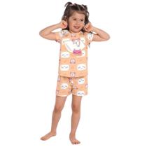 Pijama Infantil Menina Meia Malha Confortável Moderno Sofisticado Kyly 1000442