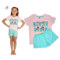 Pijama Infantil Menina Mulher Maravilha Algodão 4939