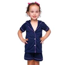 Pijama Infantil Menina Verão Americano Blusa com Gola e Short - BRENDA