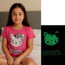 Pijama Infantil Menina Verão Brilha No Escuro Pijama Infantil Menina Verão Brilha No Escuro