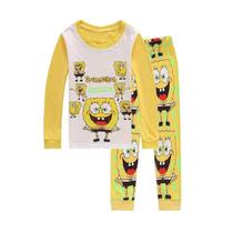 Pijama Infantil Menino Bob Esponja Manga Longa Algodão